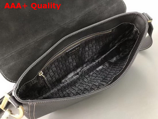 Christian Dior Leather Baudrier Saddle Bag in Black Grained Calfskin Replica