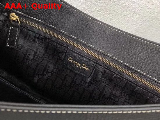 Christian Dior Leather Baudrier Saddle Bag in Black Grained Calfskin Replica