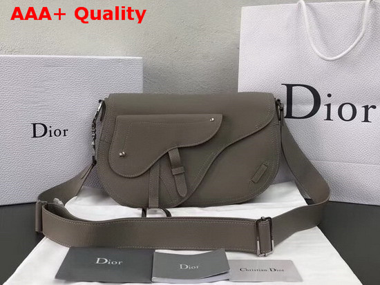 Christian Dior Leather Baudrier Saddle Bag in Grey Grained Calfskin Replica