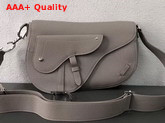 Christian Dior Leather Baudrier Saddle Bag in Grey Grained Calfskin Replica