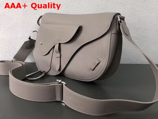 Christian Dior Leather Baudrier Saddle Bag in Grey Grained Calfskin Replica