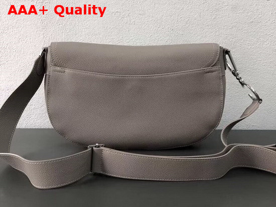 Christian Dior Leather Baudrier Saddle Bag in Grey Grained Calfskin Replica