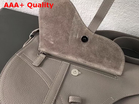 Christian Dior Leather Baudrier Saddle Bag in Grey Grained Calfskin Replica