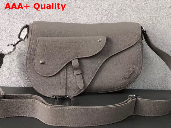 Christian Dior Leather Baudrier Saddle Bag in Grey Grained Calfskin Replica