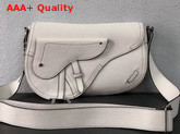 Christian Dior Leather Baudrier Saddle Bag in White Grained Calfskin Replica