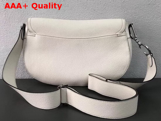 Christian Dior Leather Baudrier Saddle Bag in White Grained Calfskin Replica