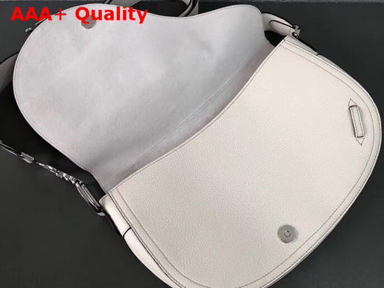 Christian Dior Leather Baudrier Saddle Bag in White Grained Calfskin Replica