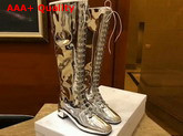 Christian Dior Metallic Leather Knee Boot Silver Replica