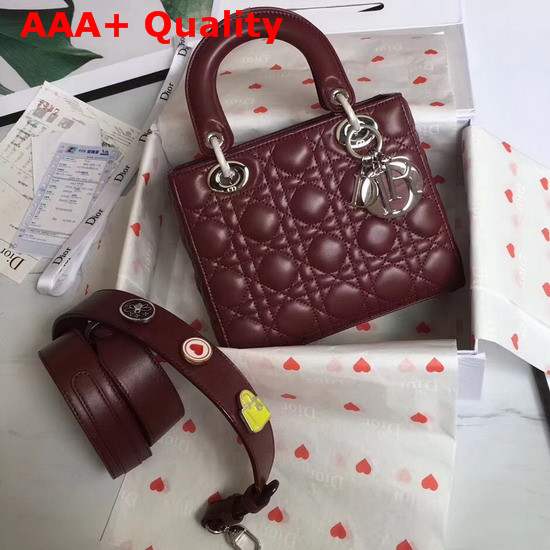 Christian Dior My Lady Dior Bag in Burgundy Lambskin Replica