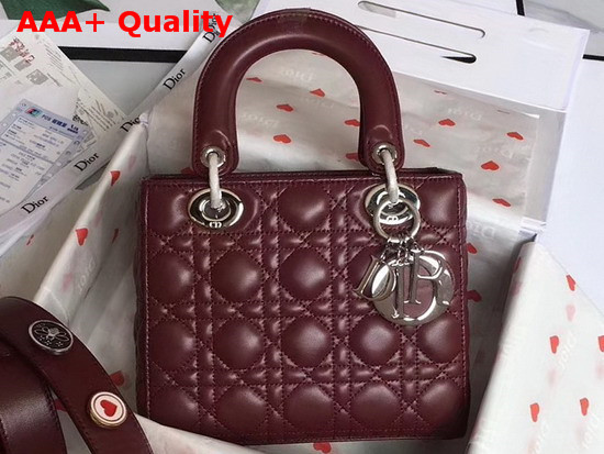 Christian Dior My Lady Dior Bag in Burgundy Lambskin Replica