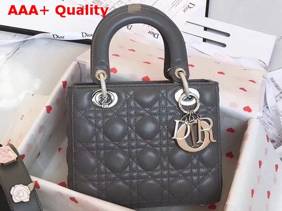 Christian Dior My Lady Dior Bag in Grey Lambskin Replica