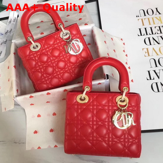 Christian Dior My Lady Dior Bag in Red Lambskin Replica