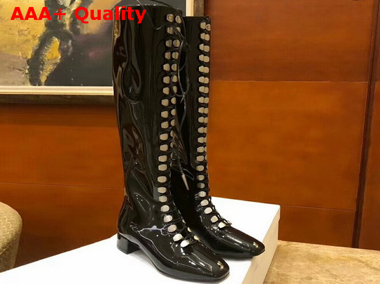 Christian Dior Patent Leather Knee Boot Black Replica