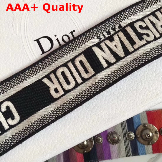 Christian Dior Strap in Black and White Embroidered Canvas Replica