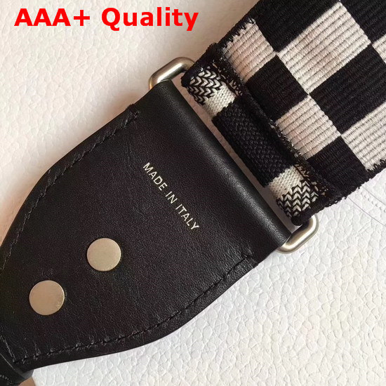 Christian Dior Strap in Black and White Embroidered Canvas Replica