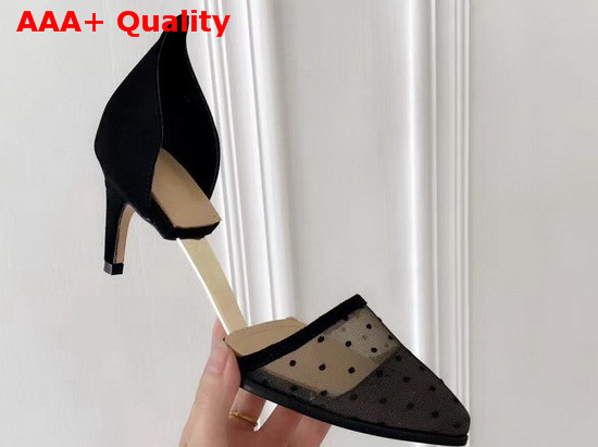 Christian Dior Surreal D High Heeled Shoes in Black Tulle and Suede Calfskin Replica