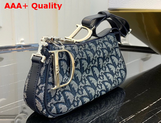 Christian Dior Vintage Trotter Handbag in Grey and Navy Blue Canvas Replica