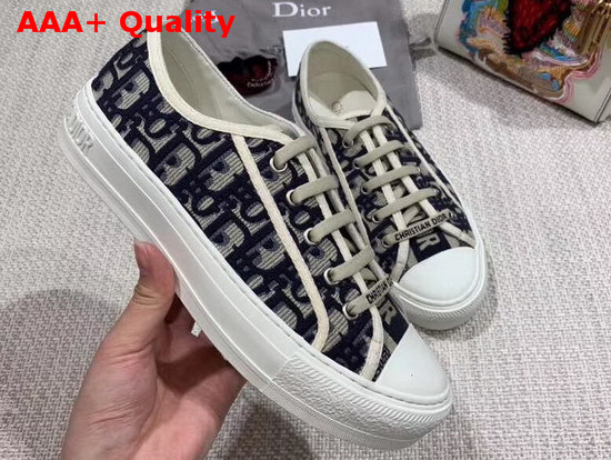 Christian Dior Walk N Dior Sneaker in Blue Oblique Embroidered Canvas Replica