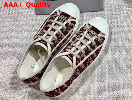 Christian Dior Walk N Dior Sneaker in Burgundy Oblique Embroidered Canvas Replica