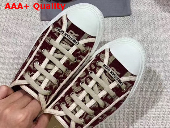 Christian Dior Walk N Dior Sneaker in Burgundy Oblique Embroidered Canvas Replica