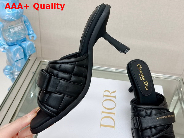 Dio R Evolution Heeled Slide Black Quilted Cannage Calfskin Replica