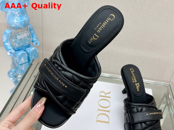 Dio R Evolution Heeled Slide Black Quilted Cannage Calfskin Replica