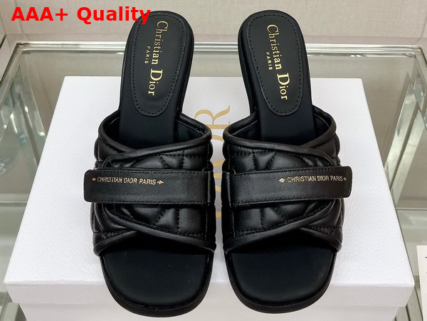 Dio R Evolution Heeled Slide Black Quilted Cannage Calfskin Replica