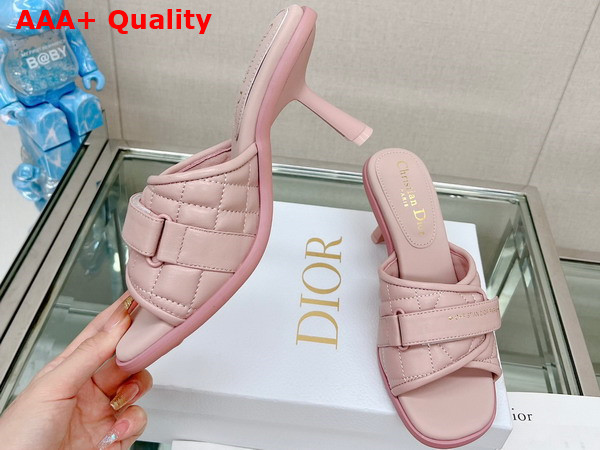 Dio R Evolution Heeled Slide Pink Quilted Cannage Calfskin Replica