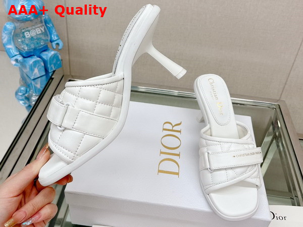 Dio R Evolution Heeled Slide White Quilted Cannage Calfskin Replica