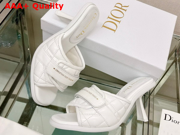 Dio R Evolution Heeled Slide White Quilted Cannage Calfskin Replica