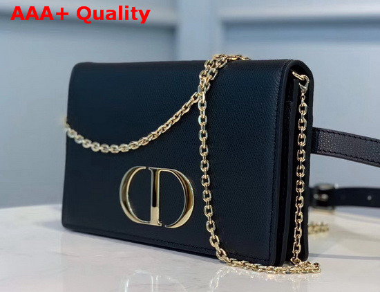 Dior 30 Montaigne 2 in 1 Pouch Black Calfskin Replica