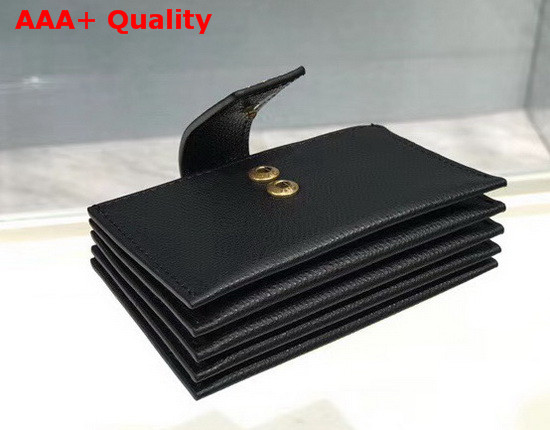 Dior 30 Montaigne 5 Gusset Card Holder Black Grained Calfskin Replica