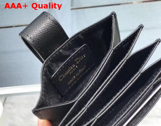 Dior 30 Montaigne 5 Gusset Card Holder Black Grained Calfskin Replica