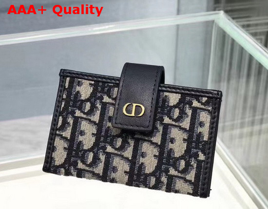 Dior 30 Montaigne 5 Gusset Card Holder Blue Dior Oblique Jacquard Replica