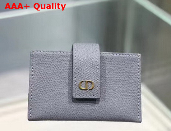 Dior 30 Montaigne 5 Gusset Card Holder Gray Stone Grained Calfskin Replica