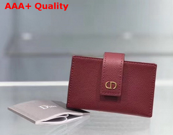 Dior 30 Montaigne 5 Gusset Card Holder Red Grained Calfskin Replica