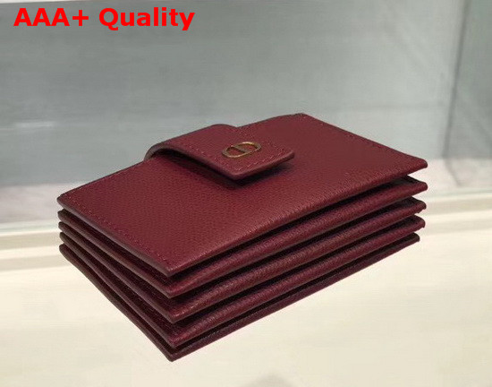 Dior 30 Montaigne 5 Gusset Card Holder Red Grained Calfskin Replica