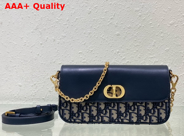 Dior 30 Montaigne Avenue East West Double Carry Mini Bag Blue Dior Oblique Jacquard and Smooth Calfskin Replica