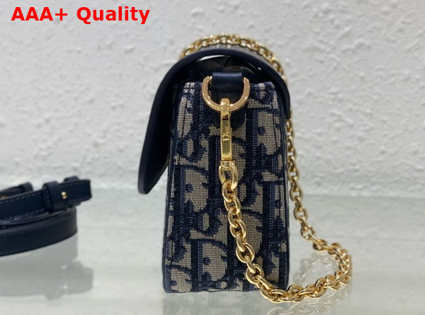 Dior 30 Montaigne Avenue East West Double Carry Mini Bag Blue Dior Oblique Jacquard and Smooth Calfskin Replica