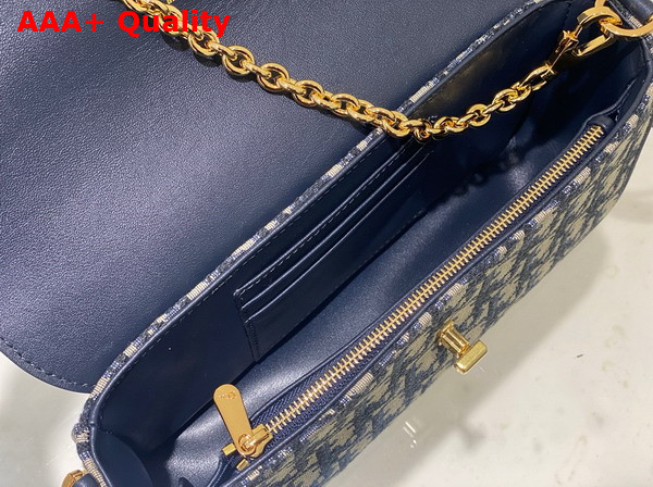 Dior 30 Montaigne Avenue East West Double Carry Mini Bag Blue Dior Oblique Jacquard and Smooth Calfskin Replica