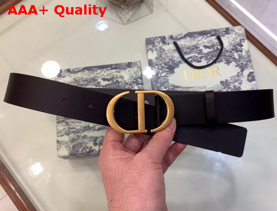 Dior 30 Montaigne Belt Black Smooth Calfskin 35mm Gold Buckle Replica