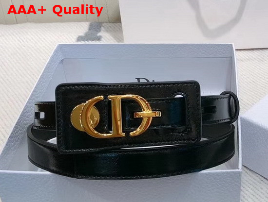 Dior 30 Montaigne Belt in Crackled Black Lambskin CD Signature Buckle in Gold Tone Metal Replica