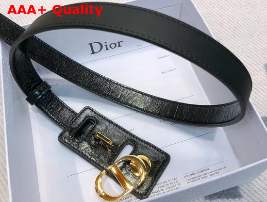 Dior 30 Montaigne Belt in Crackled Black Lambskin CD Signature Buckle in Gold Tone Metal Replica