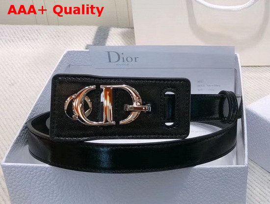 Dior 30 Montaigne Belt in Crackled Black Lambskin CD Signature Buckle in Silver Tone Metal Replica