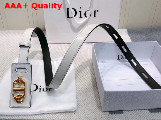 Dior 30 Montaigne Belt in Crackled White Lambskin CD Signature Buckle in Gold Tone Metal Replica