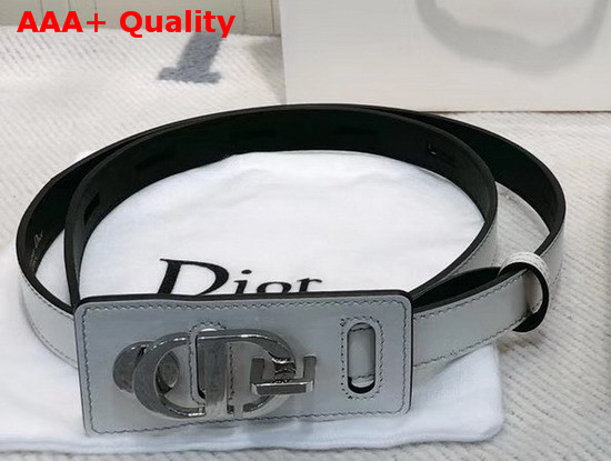 Dior 30 Montaigne Belt in Crackled White Lambskin CD Signature Buckle in Silver Tone Metal Replica