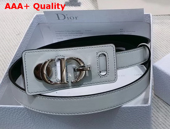 Dior 30 Montaigne Belt in Crackled White Lambskin CD Signature Buckle in Silver Tone Metal Replica