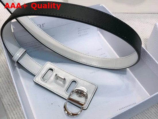 Dior 30 Montaigne Belt in Crackled White Lambskin CD Signature Buckle in Silver Tone Metal Replica