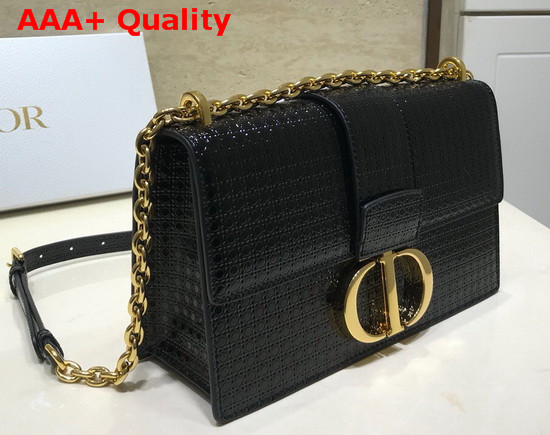 Dior 30 Montaigne Chain Bag Black Microcannage Calfskin Replica