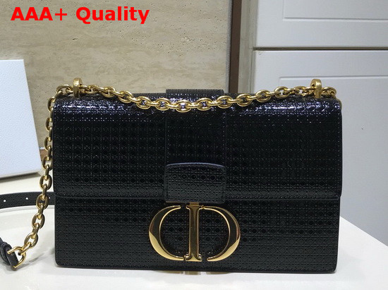 Dior 30 Montaigne Chain Bag Black Microcannage Calfskin Replica